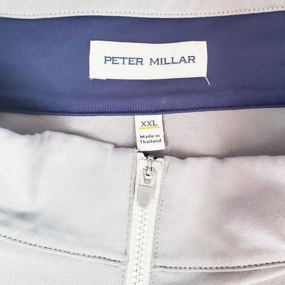 Peter Millar Verge Performance Quarter-Zip Golf Long Sleeve Gale Grey Mens 2XL - Picture 4 of 12